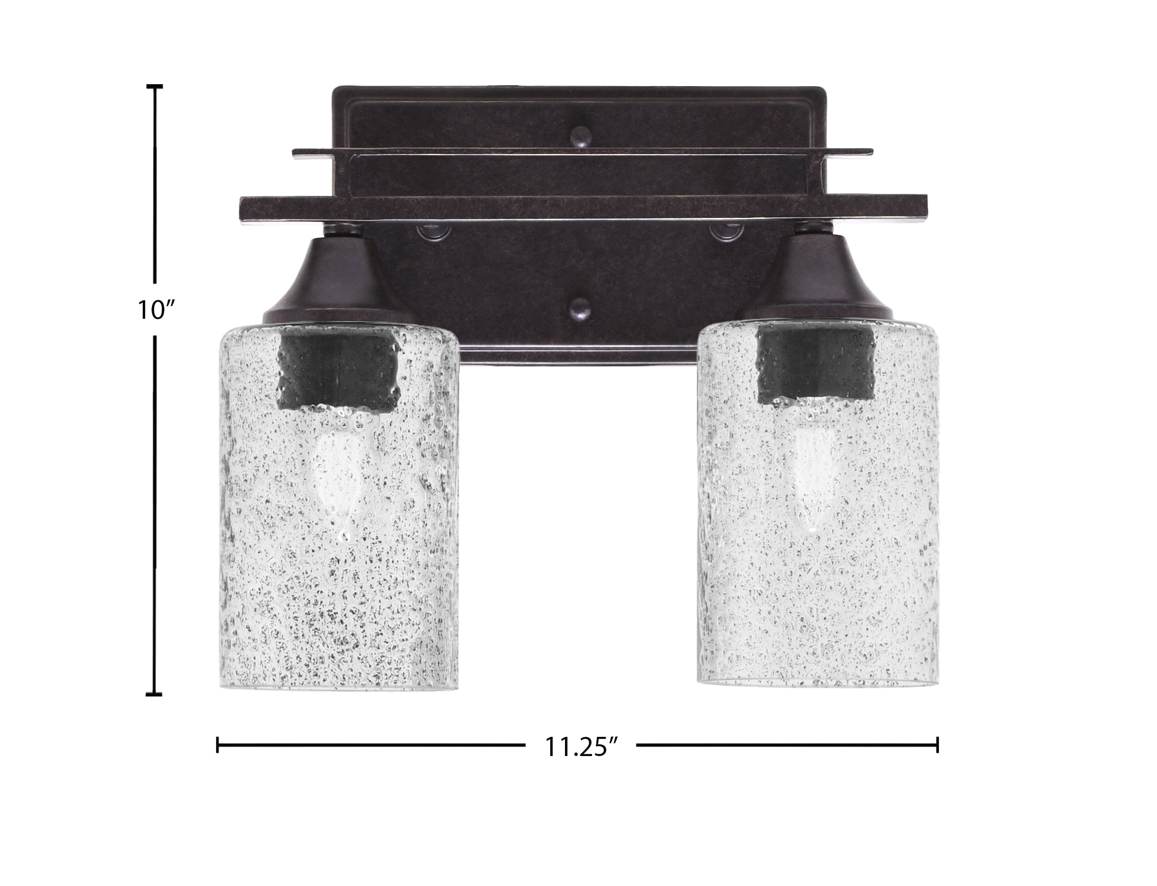 Uptowne Two Light Bath Bar in Dark Granite with 4" Smoke Bubble Shade