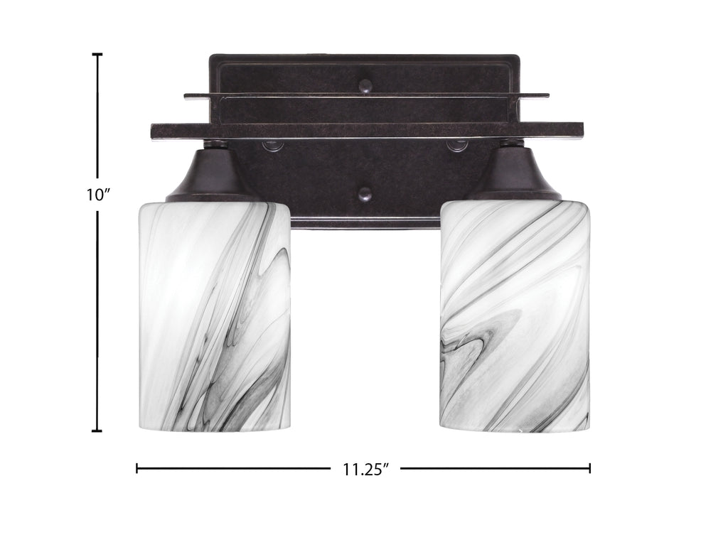 Uptowne Two Light Bath Bar in Dark Granite with 4" Onyx Swirl Shade