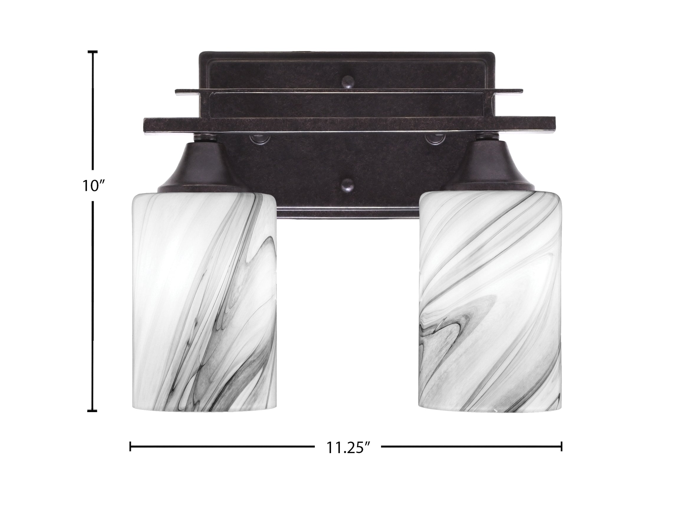 Uptowne Two Light Bath Bar in Dark Granite with 4" Onyx Swirl Shade