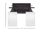 Uptowne Two Light Bath Bar in Dark Granite with 4" White Muslin Shade