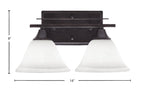 Uptowne Two Light Bath Bar in Dark Granite with 7" White Muslin Shade