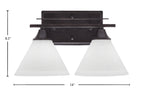 Uptowne Two Light Bath Bar in Dark Granite with 7" White Muslin Shade
