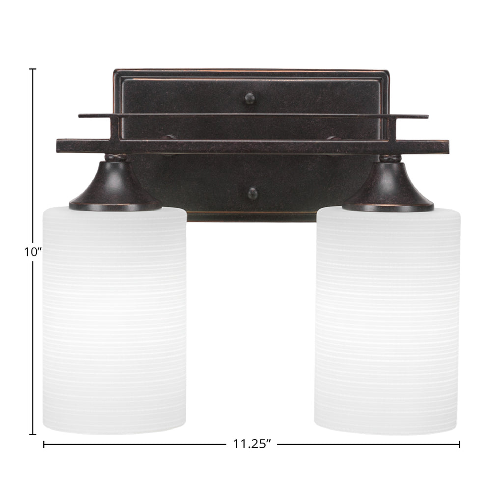 Uptowne Two Light Bath Bar in Dark Granite with 4" White Matrix Shade