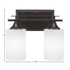 Uptowne Two Light Bath Bar in Dark Granite with 4" White Matrix Shade