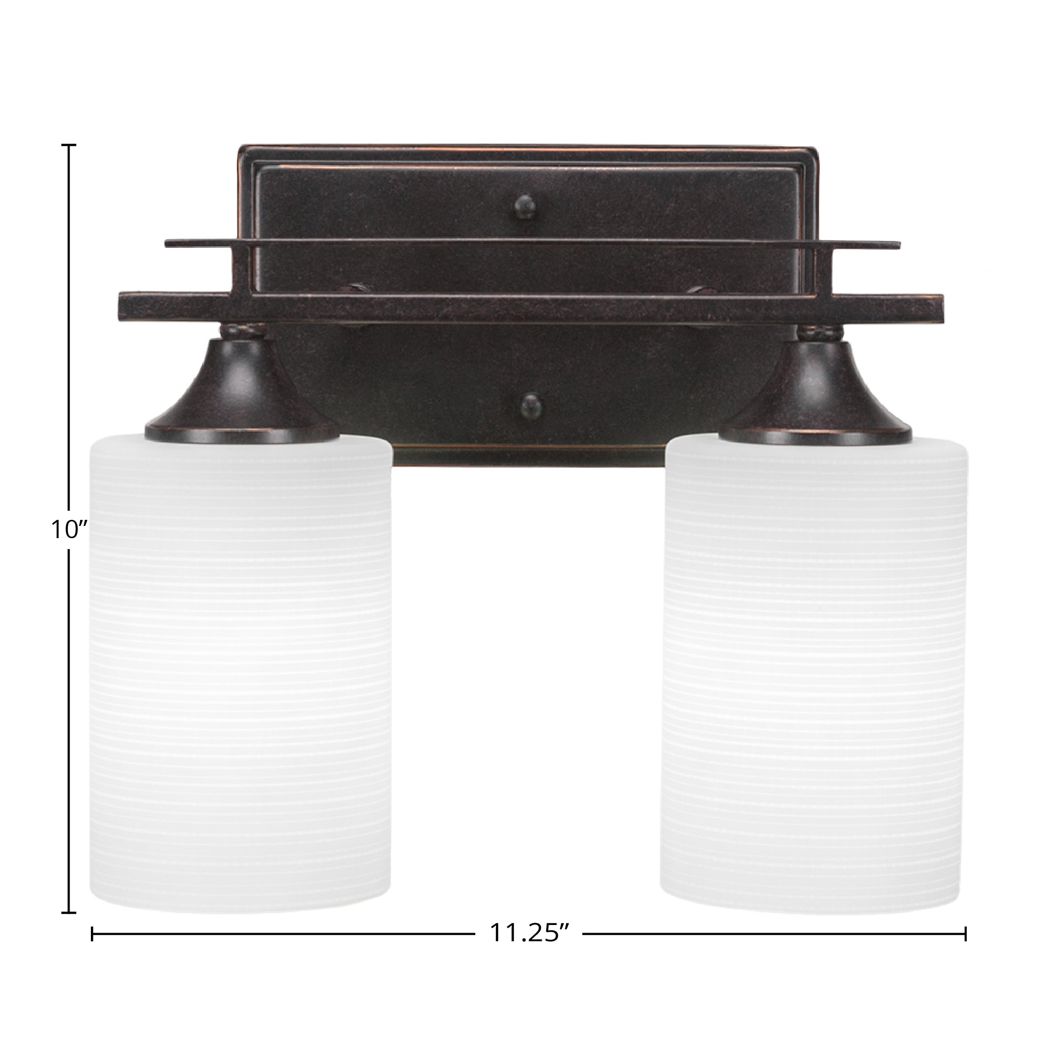 Uptowne Two Light Bath Bar in Dark Granite with 4" White Matrix Shade