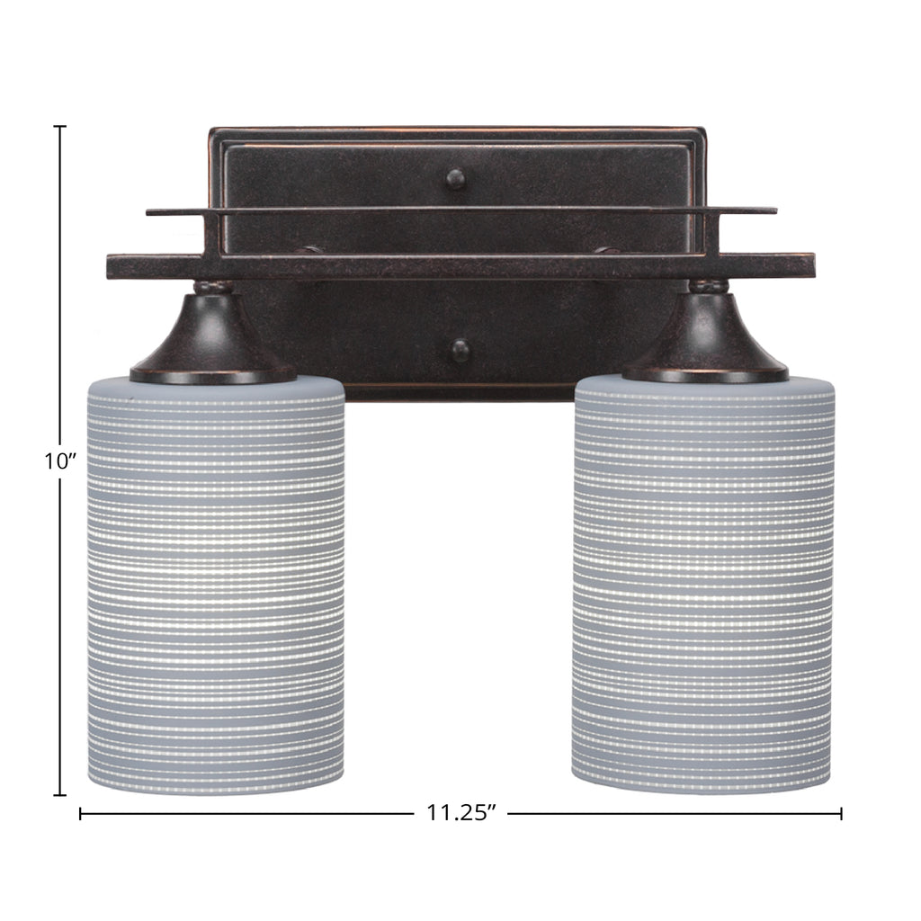 Uptowne Two Light Bath Bar in Dark Granite with 4" Gray Matrix Shade