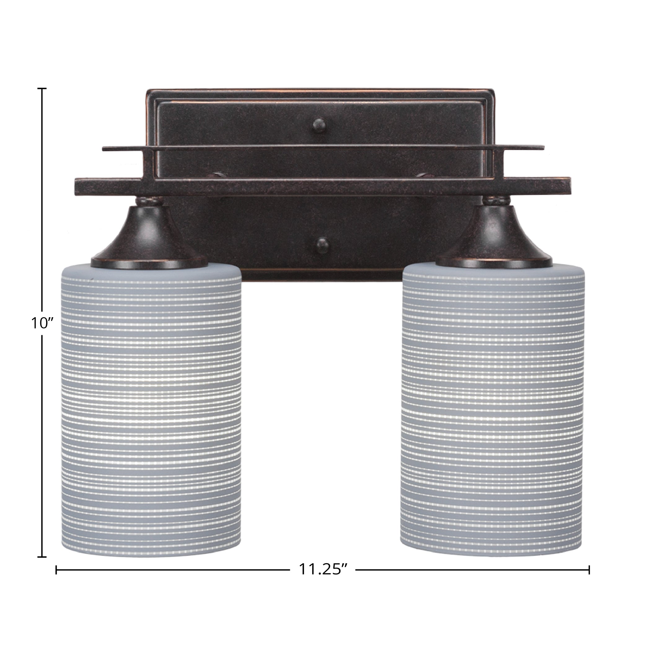 Uptowne Two Light Bath Bar in Dark Granite with 4" Gray Matrix Shade