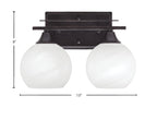 Uptowne Two Light Bath Bar in Dark Granite with 5.75" White Marble Shade