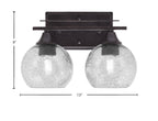 Uptowne Two Light Bath Bar in Dark Granite with 5.75" Smoke Bubble Shade