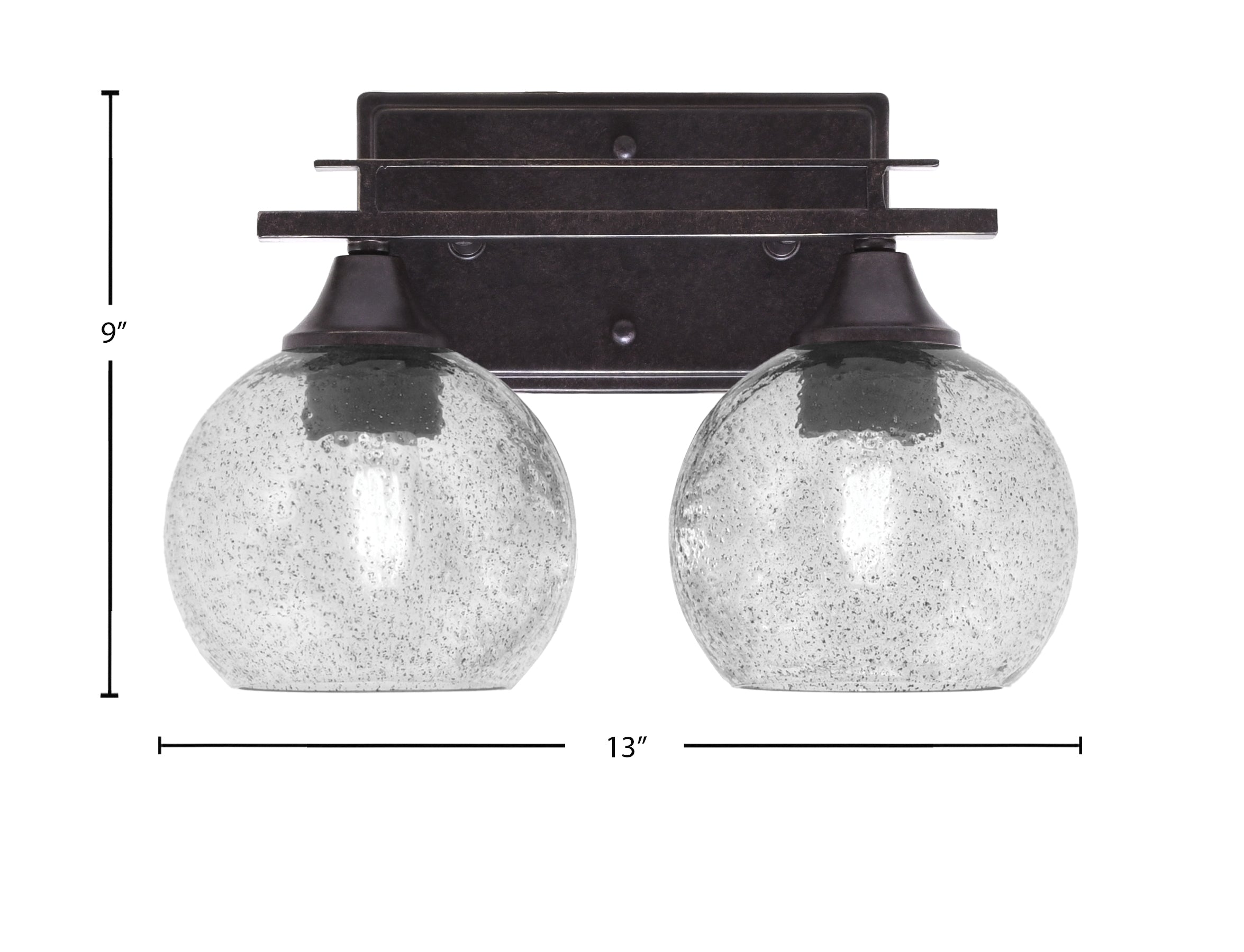 Uptowne Two Light Bath Bar in Dark Granite with 5.75" Smoke Bubble Shade