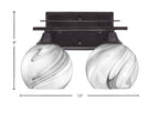 Uptowne Two Light Bath Bar in Dark Granite with 5.75" Onyx Swirl Shade