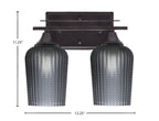 Uptowne Two Light Bath Bar in Dark Granite with 5" Smoke Textured Shade