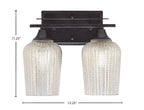 Uptowne Two Light Bath Bar in Dark Granite with 5" Silver Textured Shade