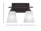 Uptowne Two Light Bath Bar in Dark Granite with 4.5" Square White Muslin Shade
