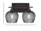 Uptowne Two Light Bath Bar in Dark Granite with 6" Smoke Textured Shade