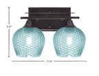 Uptowne Two Light Bath Bar in Dark Granite with 6" Turquoise Textured Shade