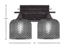 Uptowne Two Light Bath Bar in Dark Granite with 6" Smoke Textured Shade
