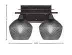 Uptowne Two Light Bath Bar in Dark Granite with 6" Smoke Textured Shade