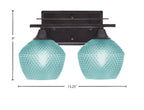Uptowne Two Light Bath Bar in Dark Granite with 6" Turquoise Textured Shade