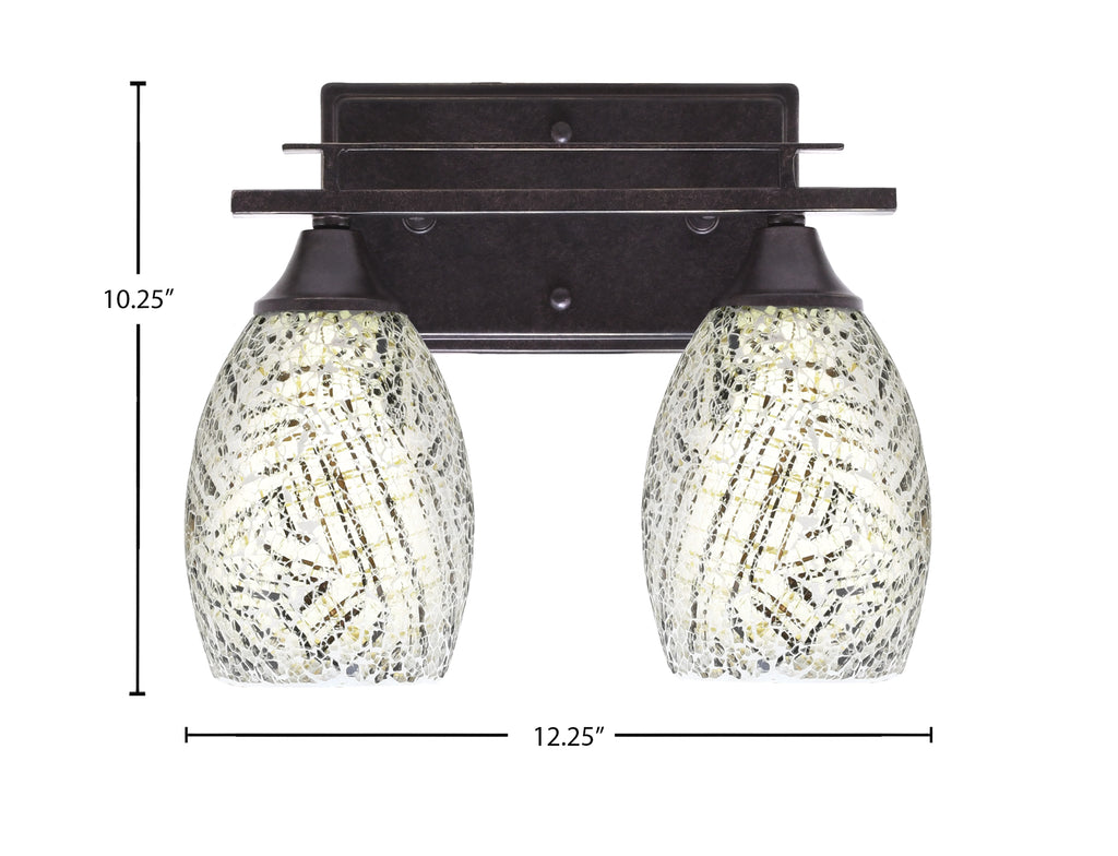 Uptowne Two Light Bath Bar in Dark Granite with 5" Natural Fusion Shade