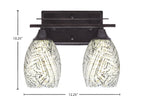 Uptowne Two Light Bath Bar in Dark Granite with 5" Natural Fusion Shade