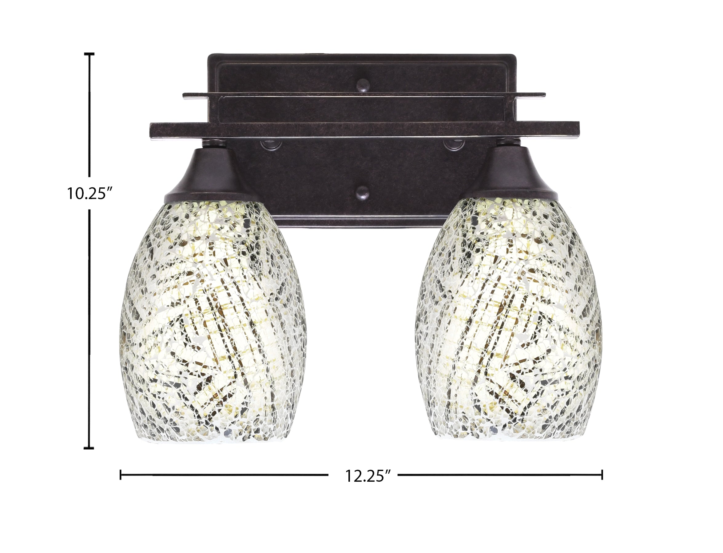 Uptowne Two Light Bath Bar in Dark Granite with 5" Natural Fusion Shade