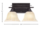 Uptowne Two Light Bath Bar in Dark Granite with 7" Italian Marble Shade