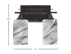 Uptowne Two Light Bath Bar in Dark Granite with 3.5" Square Onyx Swirl Shade