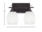 Uptowne Two Light Bath Bar in Dark Granite with 5" White Linen Shade