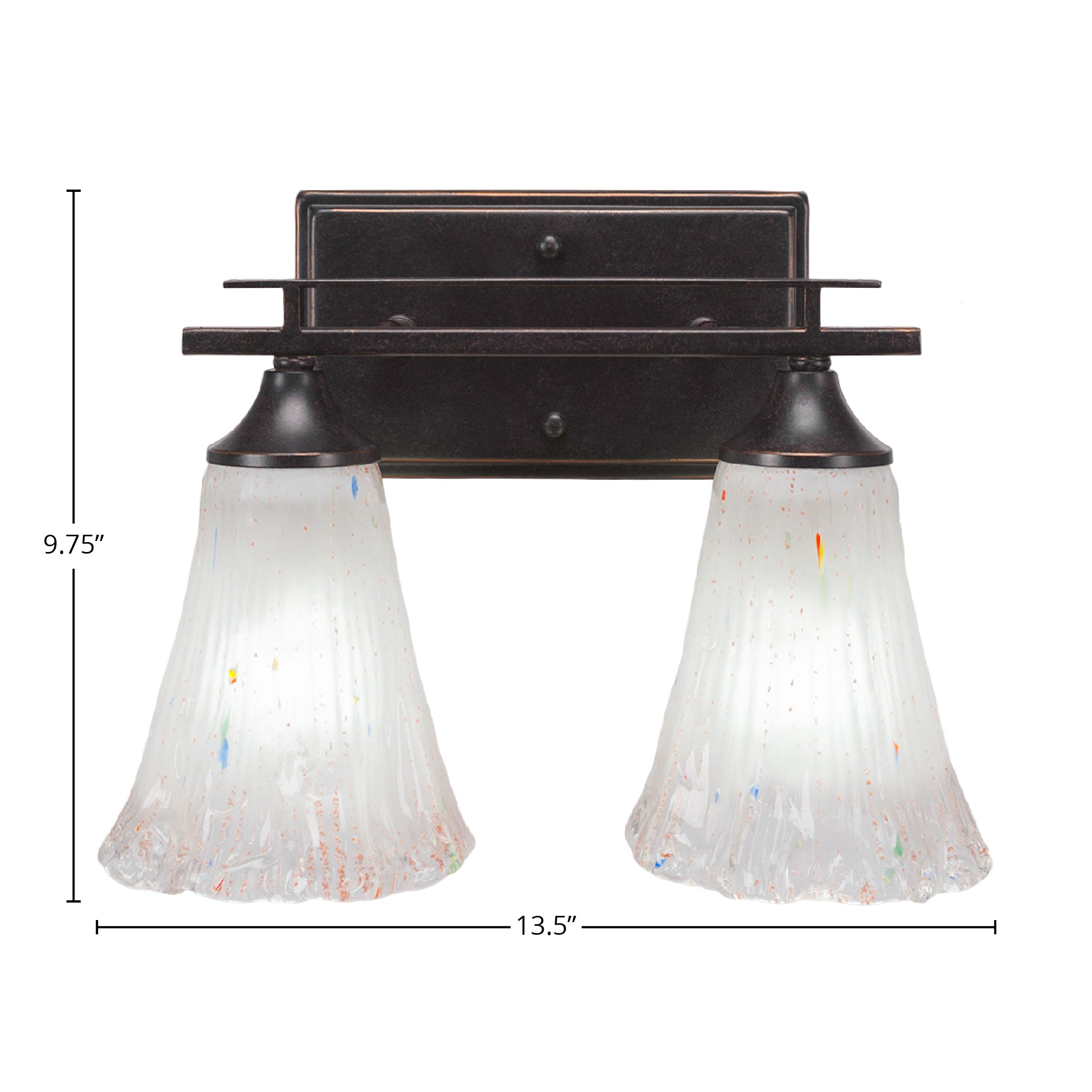 Uptowne Two Light Bath Bar in Dark Granite with 5.5" Fluted Frosted Crystal Shade
