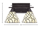 Uptowne Two Light Bath Bar in Dark Granite with 7" Sandhill Art Glass Shade