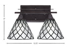 Uptowne Two Light Bath Bar in Dark Granite with 7" Diamond Ice Art Glass Shade