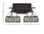 Uptowne Two Light Bath Bar in Dark Granite with 7" Royal Merlot Art Glass Shade