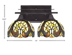Uptowne Two Light Bath Bar in Dark Granite with 7" Ivory Cypress Art Glass Shade