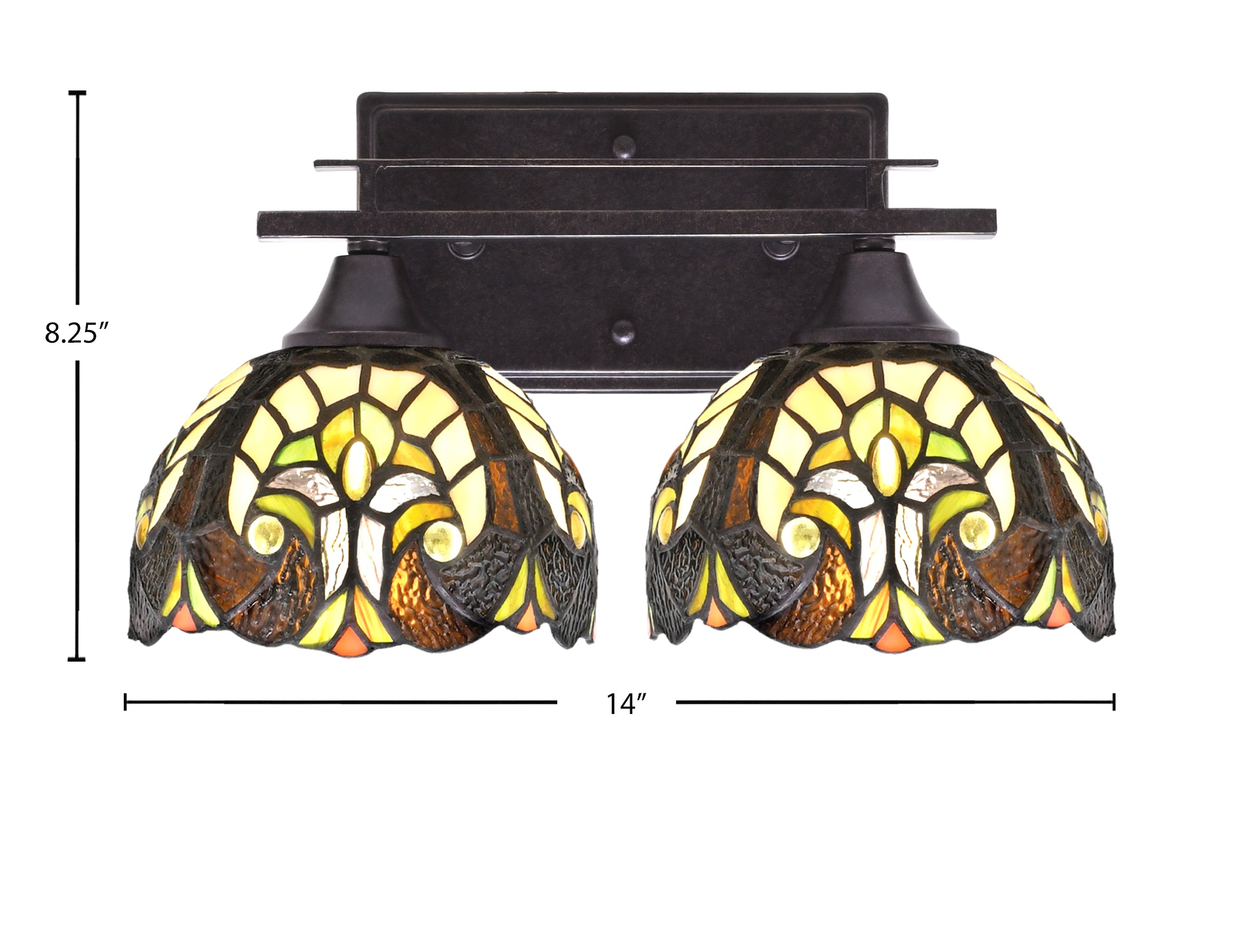 Uptowne Two Light Bath Bar in Dark Granite with 7" Ivory Cypress Art Glass Shade