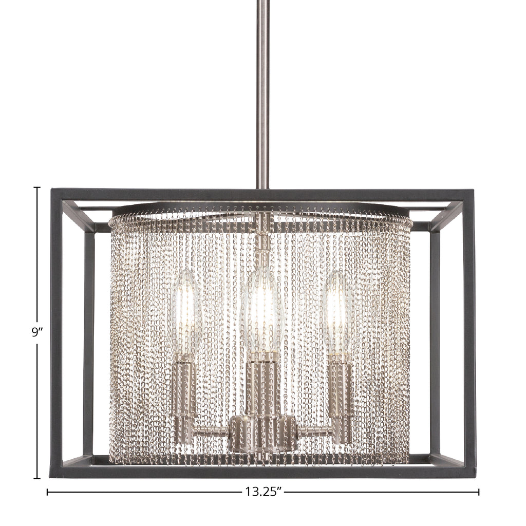 Cadina Four Light Pendant in Matte Black & Brushed Nickel