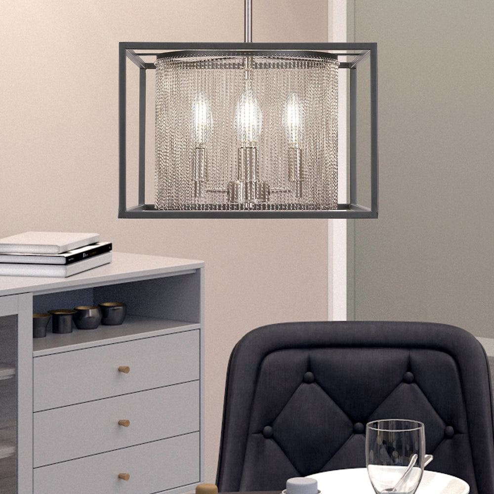 Cadina Four Light Pendant in Matte Black & Brushed Nickel