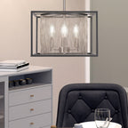 Cadina Four Light Pendant in Matte Black & Brushed Nickel