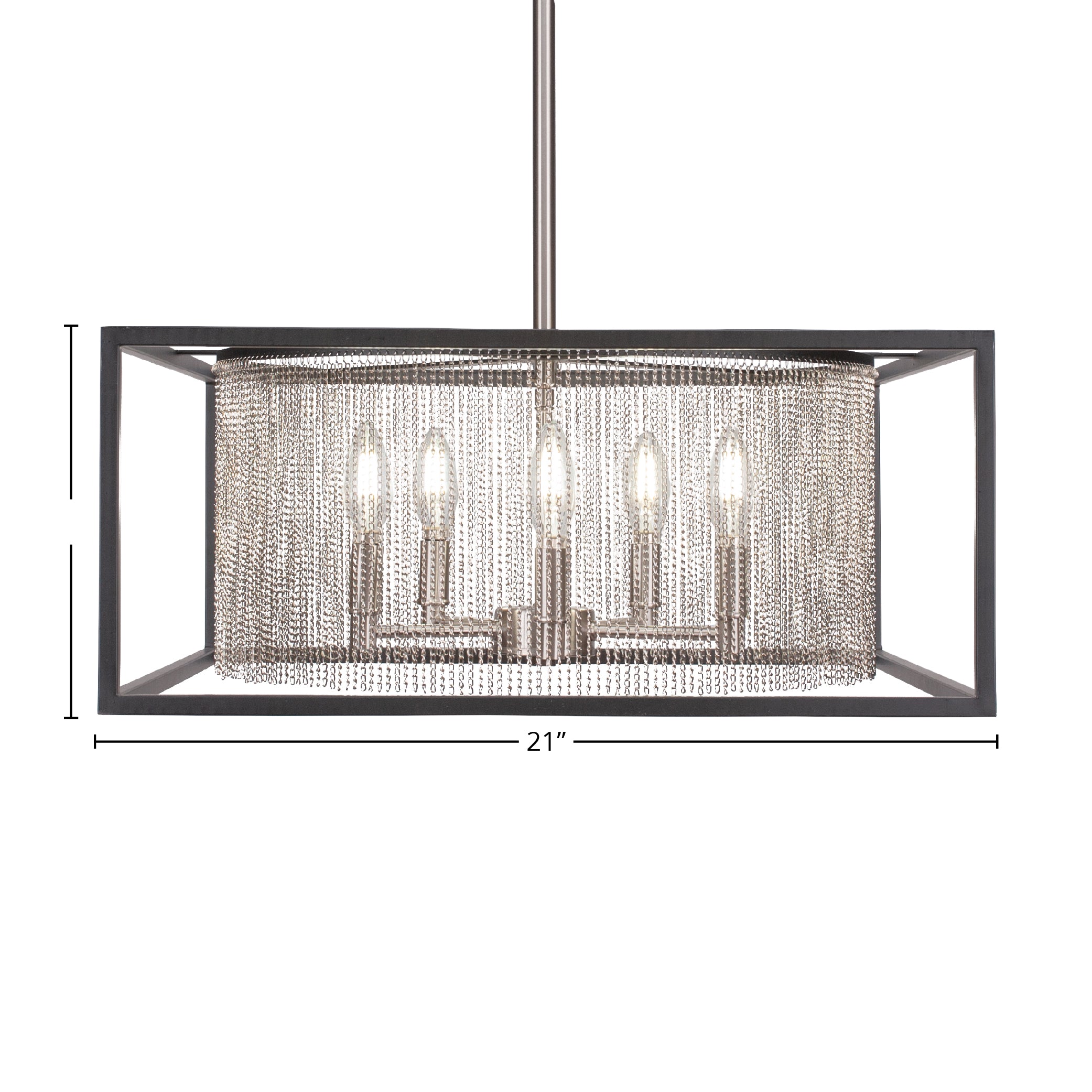 Cadina Five Light Chandelier in Matte Black & Brushed Nickel