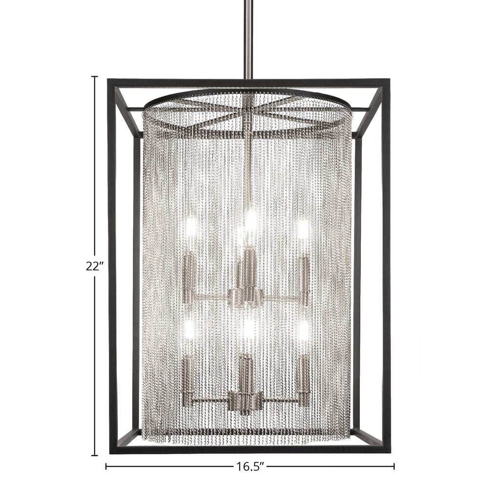 Cadina Five Light Chandelier in Matte Black & Brushed Nickel