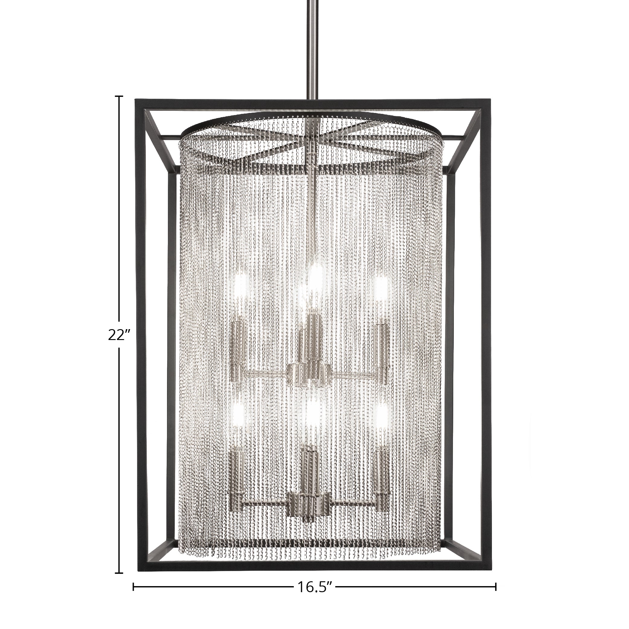 Cadina Five Light Chandelier in Matte Black & Brushed Nickel