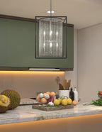 Cadina Five Light Chandelier in Matte Black & Brushed Nickel