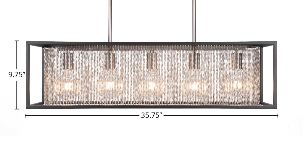 Cadina Five Light Island Pendant in Matte Black & Brushed Nickel