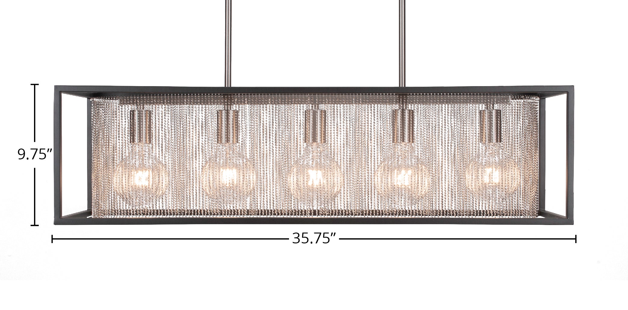 Cadina Five Light Island Pendant in Matte Black & Brushed Nickel