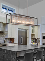 Cadina Five Light Island Pendant in Matte Black & Brushed Nickel