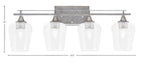 Uptowne Four Light Bath Bar in Aged Silver with 5" Clear Bubble Shade