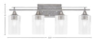 Uptowne Four Light Bath Bar in Aged Silver with 4" Clear Bubble Shade