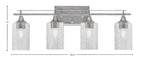 Uptowne Four Light Bath Bar in Aged Silver with 4" Smoke Bubble Shade