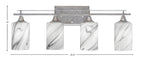 Uptowne Four Light Bath Bar in Aged Silver with 4" Onyx Swirl Shade