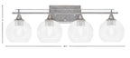 Uptowne Four Light Bath Bar in Aged Silver with 5.75" Clear Bubble Shade